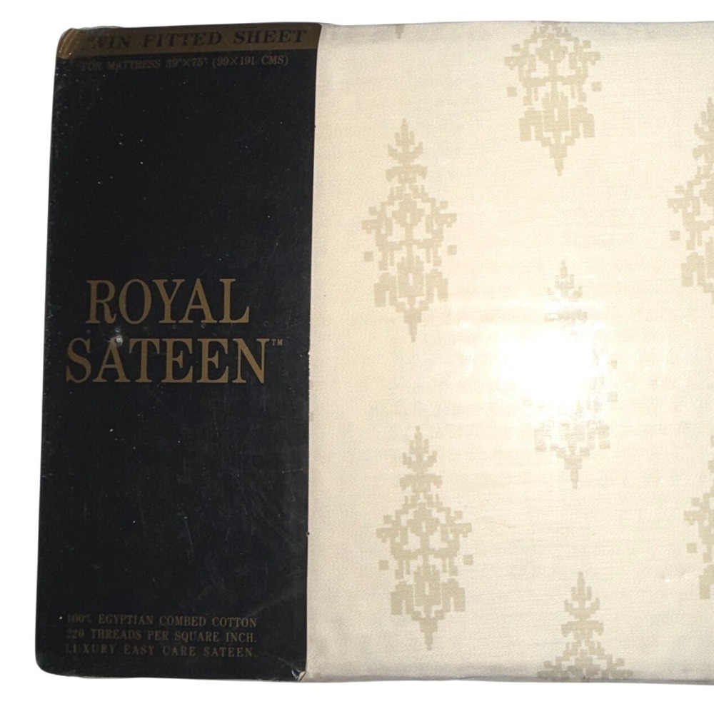 Vintage Crown Craft Royal Sateen Egyptian Cotton Twin Fitted Sheet Silk Trade